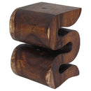 Haussmann Wood BIG Wave Verve Accent Snake Table 14x14x20 in Height Mocha Oil