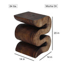 Haussmann Wood BIG Wave Verve Accent Snake Table 14x14x20 in Height Mocha Oil