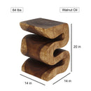 Haussmann Wood BIG Wave Verve Accent Snake Table 14x14x20 in Height Walnut Oil