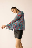 Rosette Reverie Top in Blue