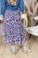 Sahara Bloom Ruffle Skirt in Midnight Lavender