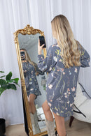 Wildflower Whisper Mini Dress in Dusk Grey