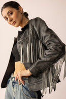 Midnight Maverick Leather Jacket in Shadow Black