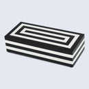 Medley Concentrics Pattern Decorative Storage Box, Resin Inlay in 8 Sizes, Black & White