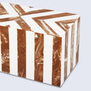 Decorative Boxes Chevron Pattern Resin Inlay Collection in 10x5x5 Inches, Brown & White