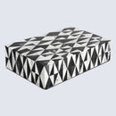 Medley Harlequin Pattern Decorative Storage Box, Resin Inlay in 7 Sizes, Black & White