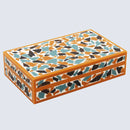 Mosaic Gold Pattern Decorative Storage Box, Resin Inlay in 7 Sizes, Multicolor