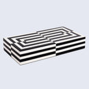Decorative Storage Box Puzzle Slide Resin Inlay in 7 Sizes, Black & White