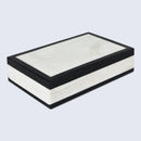 Mono Court Pattern Decorative Storage Box, Resin Inlay in 7 Sizes, Black-White