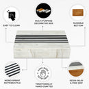 Mono Sprint Pattern Decorative Storage Box, Bone & Resin Inlay in 7 Sizes, Black-White