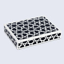 Zellij Pattern Decorative Storage Box, Resin Inlay in 7 Sizes, Black & White