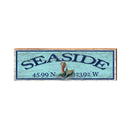 Seaside Mermaid Blue Latitude Longitude | Real Wood Wall Art Print