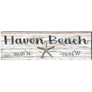 Haven Beach Starfish White Shabby Latitude Longitude | Wall Art Print on Real Wood