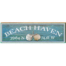 Beach Haven Triple Shells Water Latitude Longitude | Wall Art Print on Real Wood
