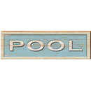 Pool Coastal Blue Sign | Wall Art Print on Real Wood