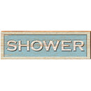 Shower Coastal Blue Sign | Wall Art Print on Real Wood