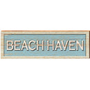 Beach Haven Coastal Blue Sign | Wall Art Print on Real Wood