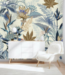 Voguish Blue Leaves Wallpaper Smart