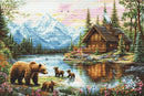 Cubs' Adventure Bears by a Mountain Lake Counted Cross Stitch Kit by Luca-S B726L