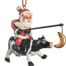 Santa with Cow Ornament  | Pack of 3 | Bert Anderson Collection