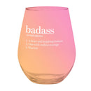 Badass Jumbo Stemless Wine Glass in Orange Pink Ombre | 30 Oz. | Holds an Entire Bottle of Wine