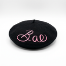 Bae Embroidered Beret in Black