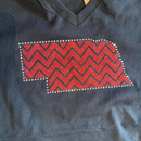 Nebraska Chevron Rhinestone V-Neck Tee | Multiple Sizes | Nature Finds & Designs