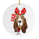 Basset Hound with Mulled Wine Christmas Ornament