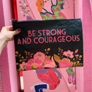 Be Strong And Courageous Zipper Folder | Double-Sided Camo Jumbo Pouch | 14.25" x 10"