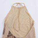 Beach Seashell Print Halterneck Mesh Maxi Dress [Sizes S-L]