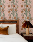 Campanas Wallpaper, dusty pink and orange