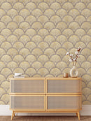Beige Gold Effect Art Deco Style Luxury Wallpaper