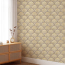 Beige Gold Effect Art Deco Style Luxury Wallpaper