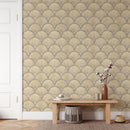Beige Gold Effect Art Deco Style Luxury Wallpaper