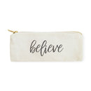 Believe Cotton Canvas Pencil Case and Travel Pouch