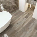 SPC Vinyl Rigid Core 7" Width 60" RL, 6mm Thick, 1.5mm IXPE Belize Mist, Peninsula Floors - Mazzia Collection bath view 3
