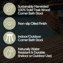Tanzania Oiled Teak Shower and Bath Corner Stool with Shelf - 17.5"
