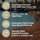 Denali Oiled Teak Outdoor Interlocking Tiles, 9 Slat (10 sq ft)