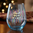Best Age Ever Jumbo Stemless Wine Glass in Blue | 30 Oz. | Holds an Entire Bottle of Wine
