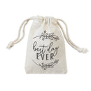 Best Day Ever Cotton Canvas Wedding Favor Bags, 6-Pack