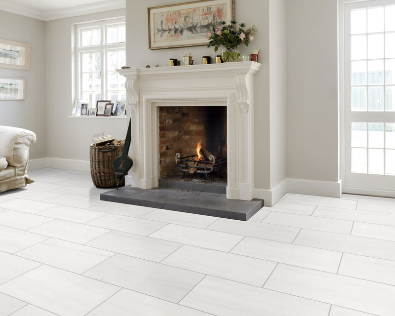 Bianco Dolomite Standard Marble Polished Floor Wall Tile installed living room fireplace mantels black-grouted