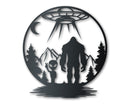 Bigfoot and Alien Metal Wall Art | Indoor Outdoor | Up to 46" | Over 20 Color Options