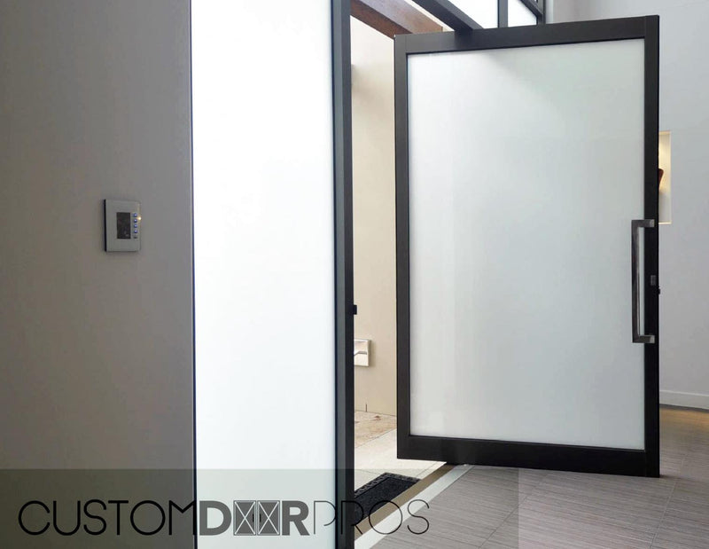 Minimalist Frosted Glass Pivot Door