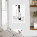 Black White Boho Summer Poster. Surfboard, Palm Trees