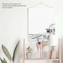 Black White California Poster. Ferris Wheel, Lifeguard Hut