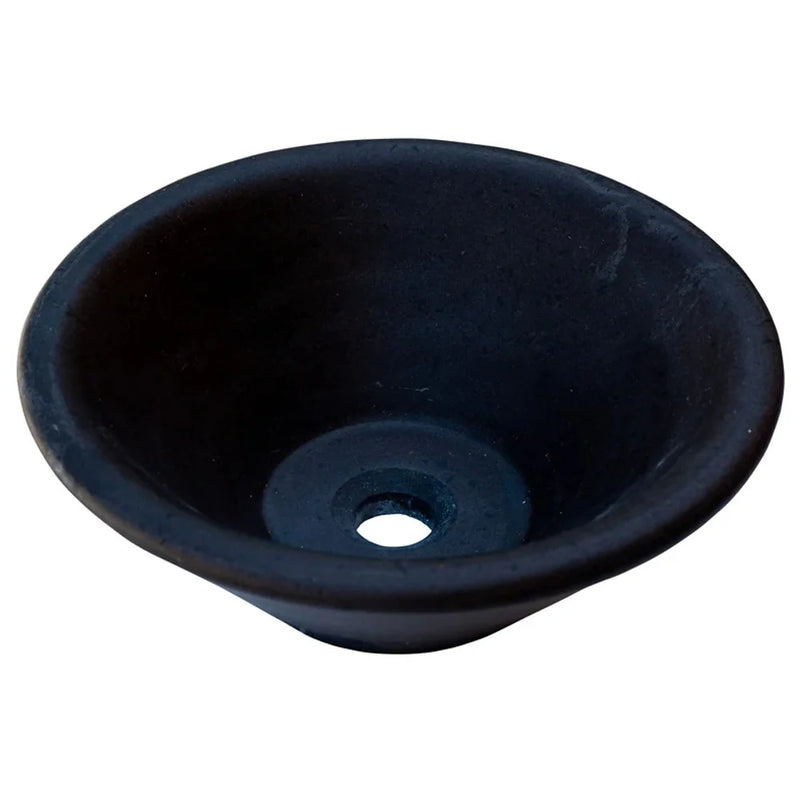 Black Andesite Natural Stone V-Shape Tapered Bathroom Sink Honed-Matte (D)16" (H)6"