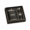 Black Leatherette Flask & Stainless Steel Shot Glass Set