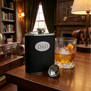 Black Leatherette Flask with Engraving Plate