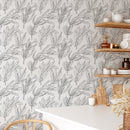 Black and White Leaves Wallpaper Mural