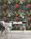 Colorful Botanical Garden Wallpaper on Dark Background